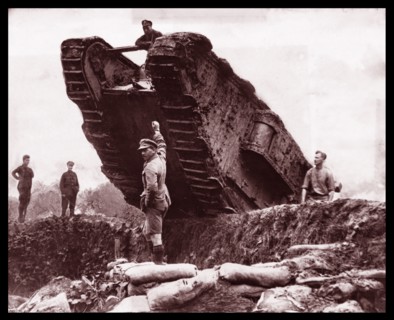 BritishWorld war One, tanks in the trenches at the Battle of Cambrai, France 1917