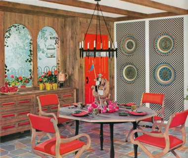 Illustration depicting a Retro dinning area from the Amstrong Book of Interior Decoration