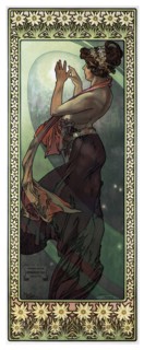 Poster titled 'Stars: The Moon' by Alphonse Mucha