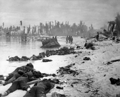 Photograph of Tarawa Beach during the Battle of Tarawa