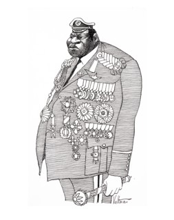 cartoon depicting Field Marshall, Idi Amin Dada