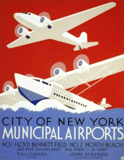 Poster promoting New York's municipal airports 1937