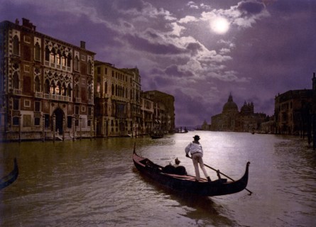 Grand Canal by moonlight, Venice, Italy