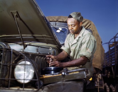 African-American mechanic in the US Army; World war two