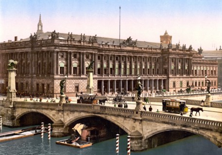 Frederick's Bridge next to the Stock Market or Bourse, Berlin, Germany 1900