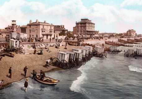 changing huts or cabins on the East Parade, Bognor, England