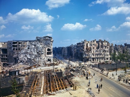 World War two: Ruined buildings in berlin,