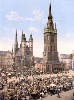 The market place, Halle, German Saxony, Germany