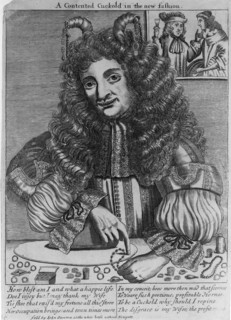 portrait of a cuckold counting his wealth in the form of jewelry that his unfaithful wife receives as gifts