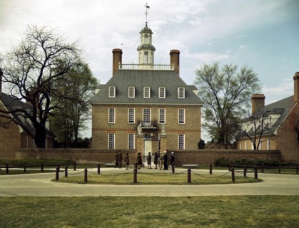 Colour photograph of the Governor's Palace, Williamsburg, Va. The capitol of the Virginia colony during the 18th century