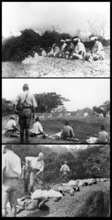 Photograph of Japanese troops using Indian PoWs for target practise