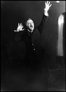 Photograph of Adolf Hitler rehearsing his speech in front of a mirror