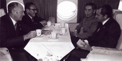 Photograph of the Chinese premier Zhou Enlai and US President Richard Nixon