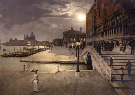 Photomechanical print of the Doges' Palace and St. Mark's by moonlight