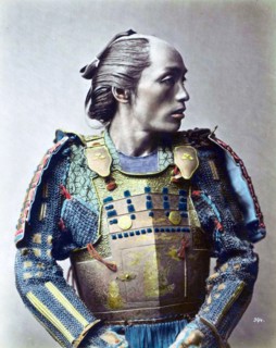 Hand-Colour photograph of a Japanese Samurai warrior by Franz von Stillfried-Ratenicz