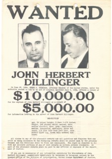 Wanted poster for John Herbert Dillinger