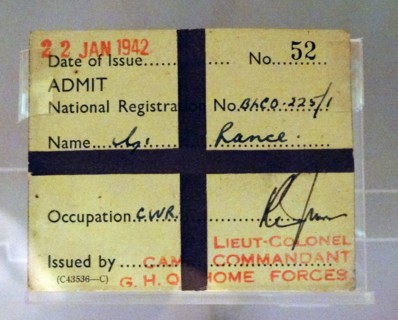 Identity document used as a pass by staff and officials in the Cabinet war rooms bunker, London; England.