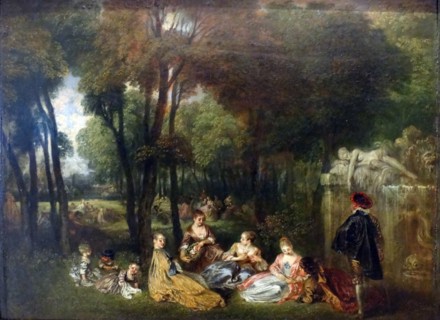 Les Champs Elysées 1717-1718 by Antoine Watteau (1684–1721) oil on panel