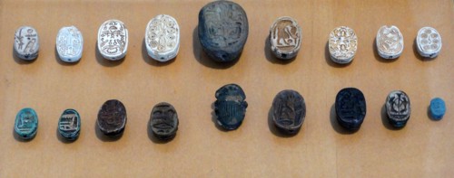 Ancient Egyptian Heart scarabs from the reigns of Thutmose III and Ramesses II.