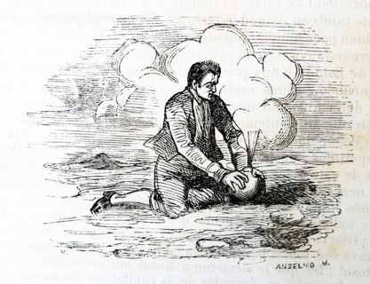 anti-French fighter, with a smoke bomb; in Spain during the occupation of Spain 1808