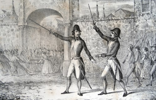 Engraving depicting Daoiz and Velarde
