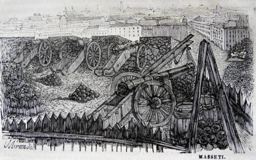 Engraving depicting the Fortification of El Retiro during the Peninsular War