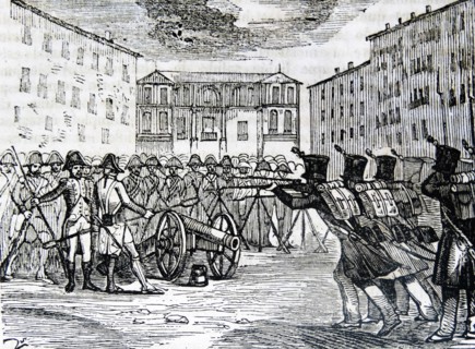 Engraving depicting the disarmament of the Spanish troops in Lisbon