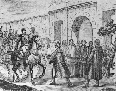 Engraving depicting the submission of Valladolid