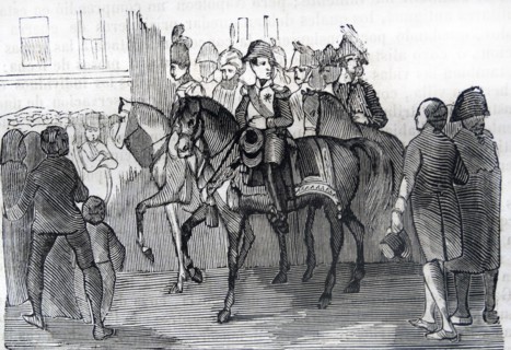 Engraving depicting the entry of Napoleon into Madrid