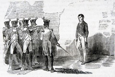 Engraving depicting the execution of Lieutenant Colonel Santiago