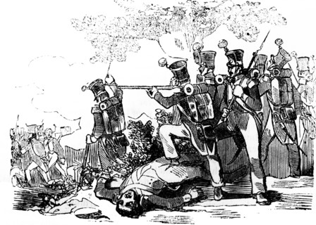 Engraving depicting a battle in Aranjuez