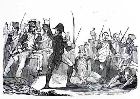 Engraving depicting the Battle of Ocaña