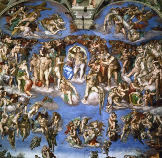 Fresco titled 'The Last Judgment' by Michelangelo di Lodovico Buonarroti Simoni