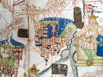 Renaissance map of Europe, Jacopo Russo, 1528, detail of Avignon and Southern France