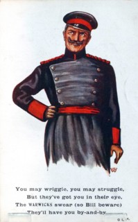 World War One, British anti-German propaganda post card with an image of Kaiser Wilhelm II.