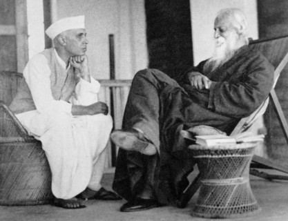 Rabindranath Tagore (1861 – 1941)right with Pandit Jawaharlal Nehru