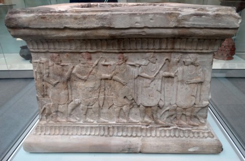 Limestone base of a tomb-marker (cippus) from Chiusi, Italy