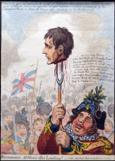 Hand-coloured etching titled 'Bonaparte, 48 Hours after Landing' by James Gillray