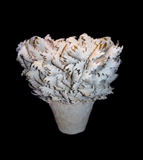 Large feather leaves bowl by Hosono Hitomi