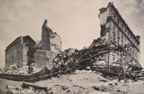 Ruined structures in central Spain, during the Spanish Civil War.