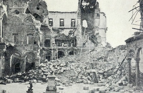 Ruined structures in central Spain, during the Spanish Civil War.