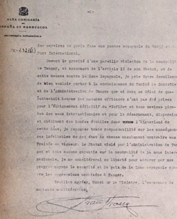 Message to te commander at Tangiers from Francisco Franco