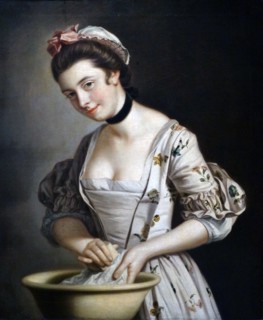A Lady's Maid Soaping Linen circa 1780 (oil on canvas) by Henry Morland (1730-97)