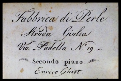Business or trade calling card, for a Jeweller. 1824-25, from Italy