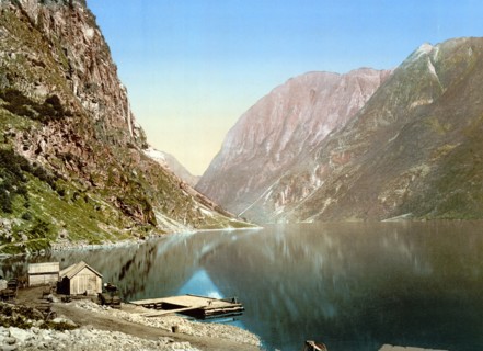 Photomechanical print of Nærøyfjord from Gudvangen