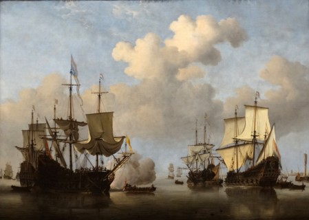 A Dutch Man-of-War Saluting' by Willem van de Velde the Younger