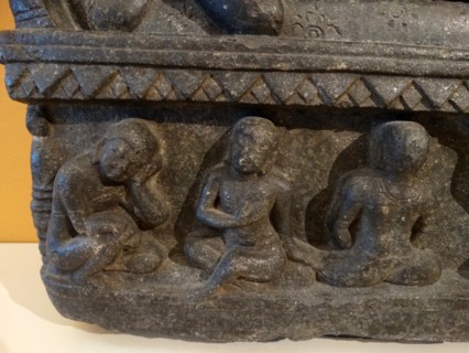Basalt stupas depicting the death of the Buddha from Eastern India