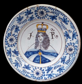Portrait of King James II on a dish
