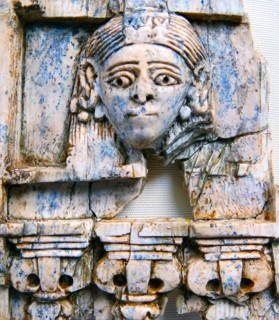 Motif depicting 'The Lady at the Window' on ivory from Nimrud