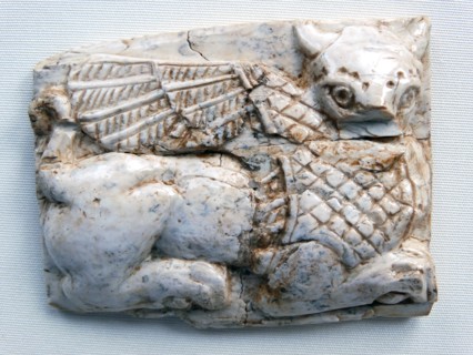 Ivory depicting a bull-headed sphinx